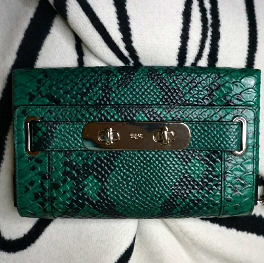 COACH  Swagger Embossed Python Clutch *Brand New*